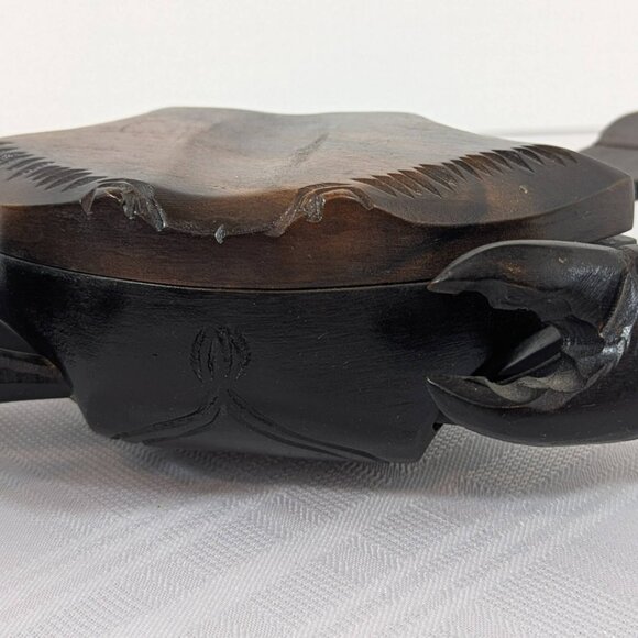 Large hand-carved wooden crab trinket holder from Philippines - 14 inch - Picture 4 of 10